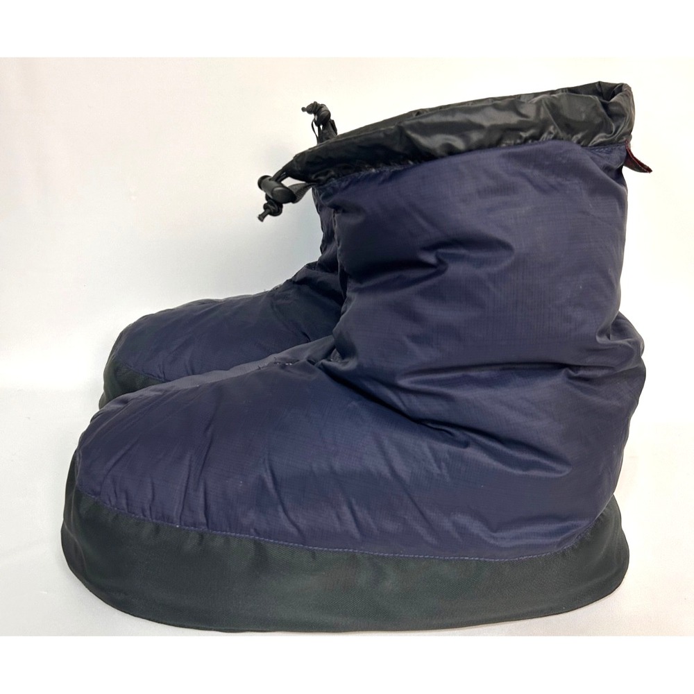 Western Mountaineering Standard Down Insulated Booties Navy Size Large 10.5-11.5
